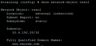Show network-object FQDN